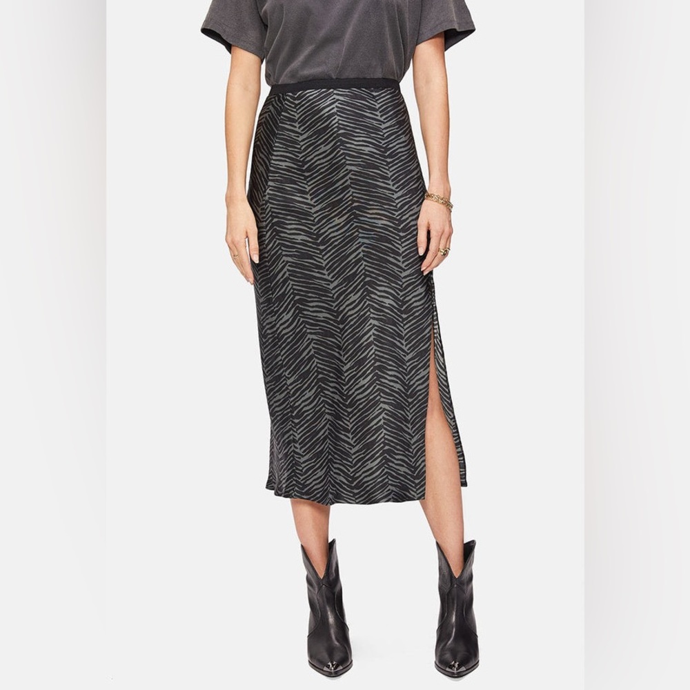 Anine Bing Dolly Silk Skirt Willow Green Zebra NWT XS